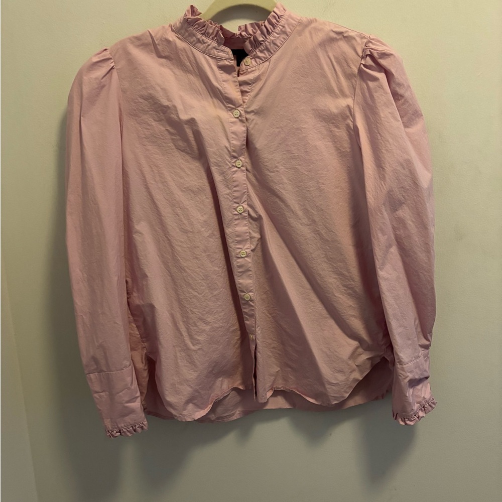 Ann Taylor Ruffle Poplin Shirt